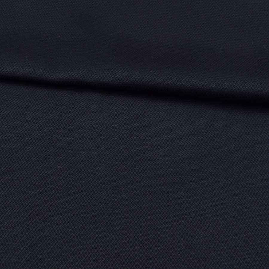 Шерсть стрейч жаккардовая синя темна, дрібні ромби, ш.152