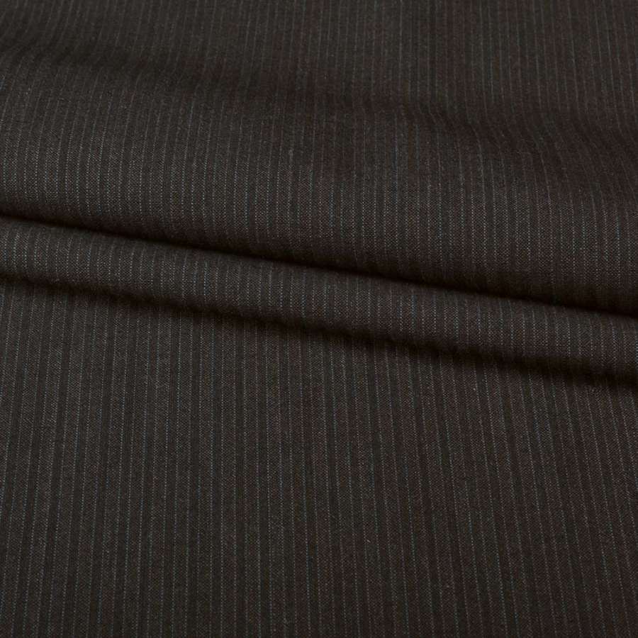 Шерсть костюмная в полоску коричневую темную коричневая, ш.153