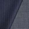 Шерсть костюмная двухсторонняя в полоску и клетку мелкую сине-серая, ш.155