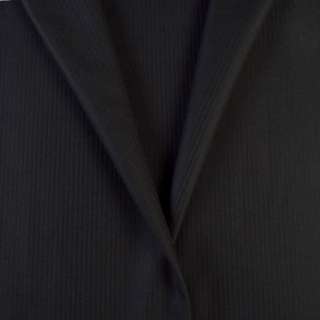 Ткань костюмная с шерстью в елочку мелкую черная, ш.160