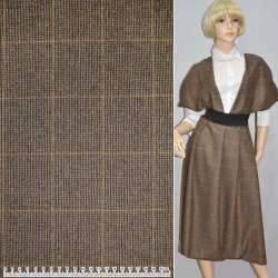 Тканина костюмна з шерстю в клітину коричнева світла, ш.155