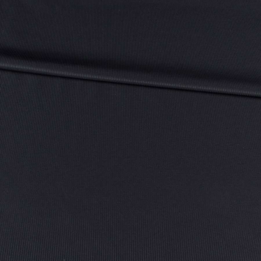 Тканина костюмна з бавовною в смужку вузьку чорна, ш.150