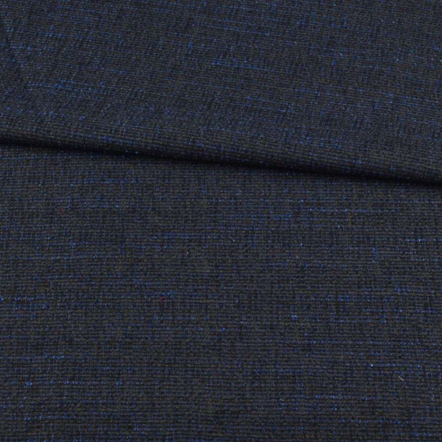 Рогожка з шерстю сіра темна, сині нитки, ш.155