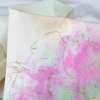 Коттон стрейч белый с салатным оттенком и розовыми цветами