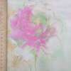 Котон стрейч білий з салатовим відтінком і рожевими квітами