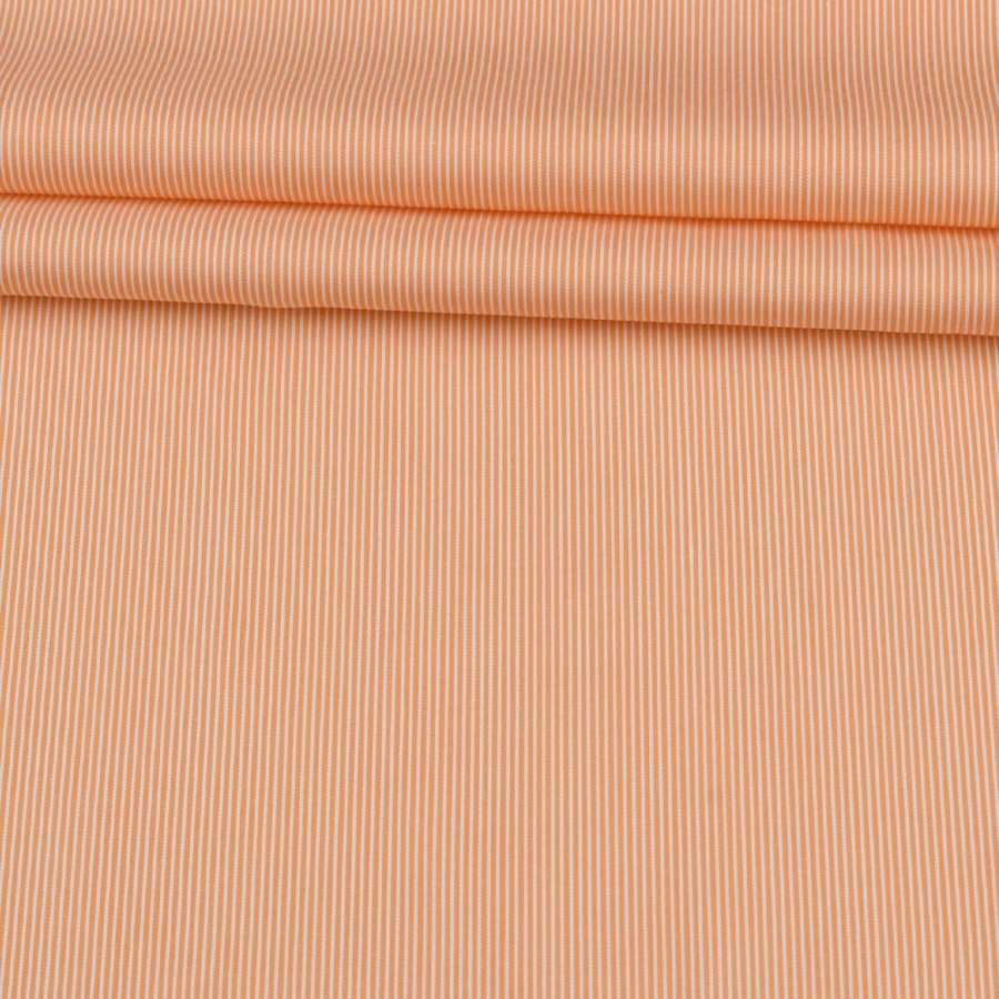 Коттон в полоску тонкую оранжево-белый ш.153