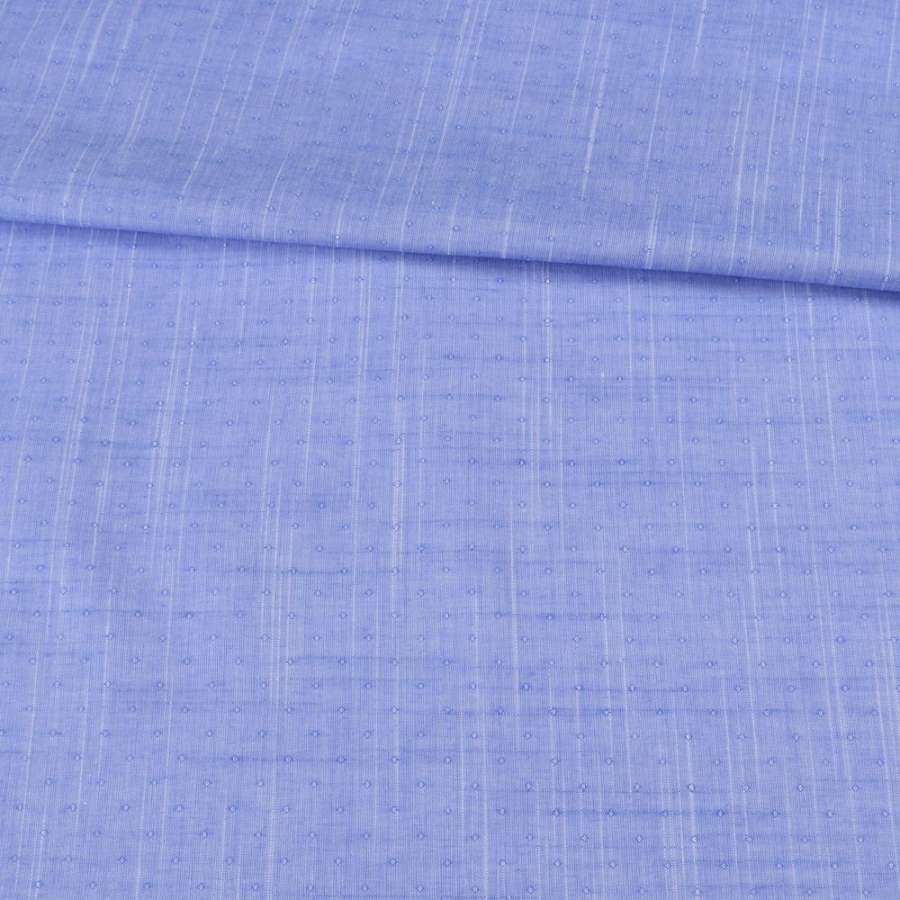 Коттон жаккардовый голубой в светлые штрихи и точки ш.150