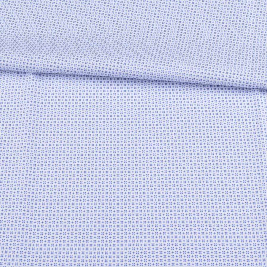 Коттон белый в мелкий голубой узор ш.150