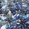 Лен серый, голубые, синие бабочки, цветные пятна, ш.138