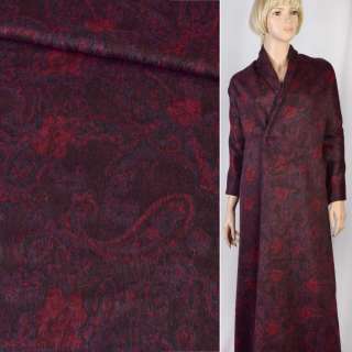Пальтовая ткань с ворсом Gerry Weber узор красно-фиолетовый на черном фоне, ш.150