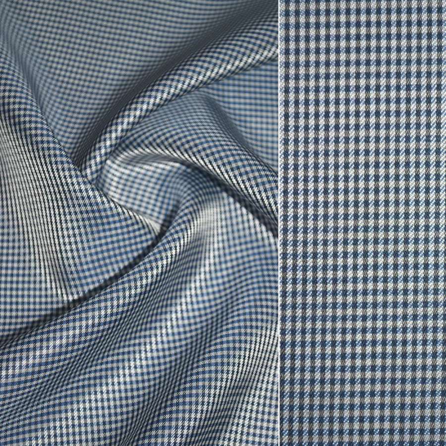 Віскоза підкладкова біла в дрібну синю клітину ш.140