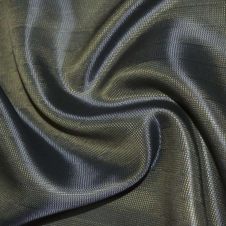 Вискоза жаккардовая горчично-синяя