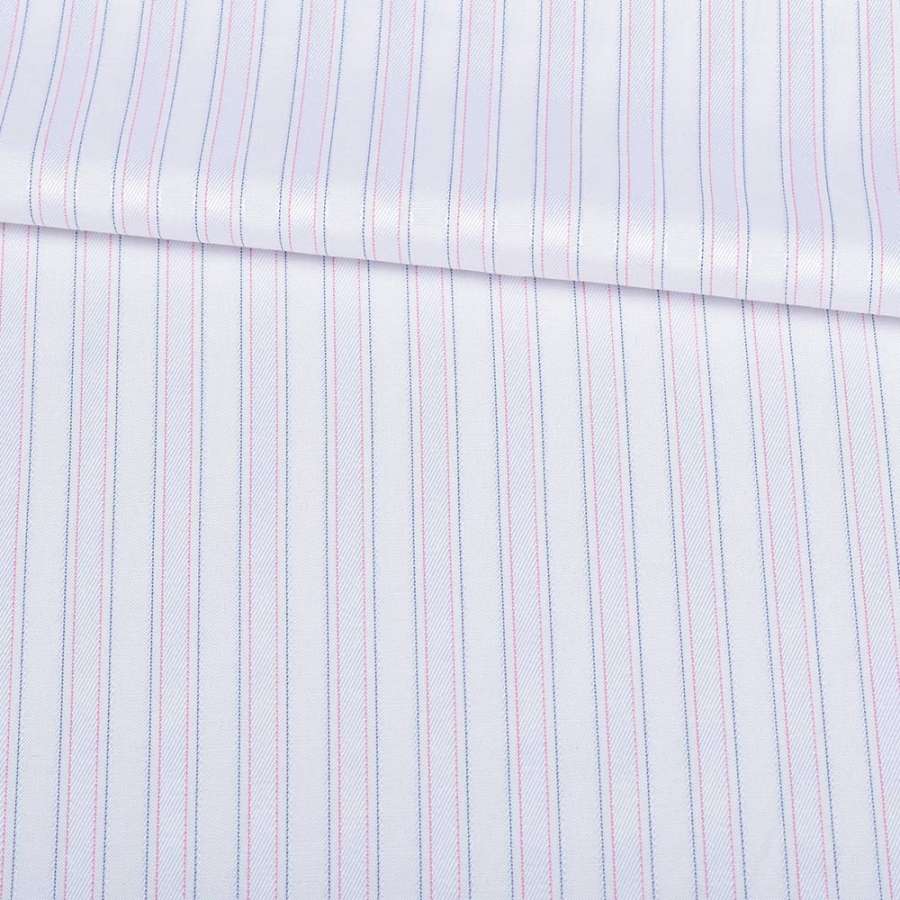 Рубашечная ткань в полосы узкие сине-красные, белая, ш.150
