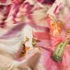 Трикотаж вискозный стрейч молочно-розовый с фиолетово-оранжевой абстракцией (мокр) ш.145