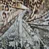 Трикотаж вискозный стрейч оливково-коричневый темно-синий принт леопард цветы раппорт ш.146
