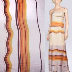 Шовк блідо-рожевий з різнокольоровими смугами ш.145