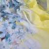 Шовк з бавовною жовтий з блідо-блакитними квітами Німеччина ш.135