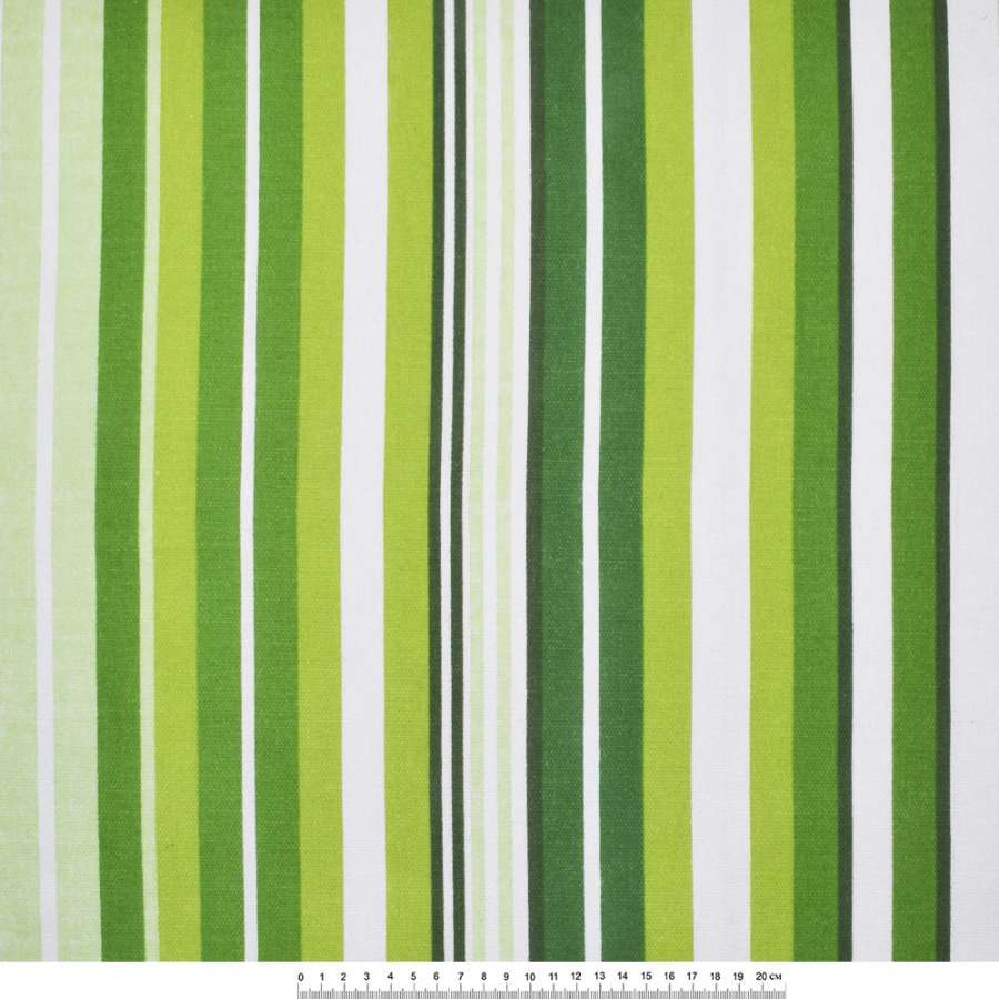 Деко котон смужки біло-зелені, зелені темні, ш.150