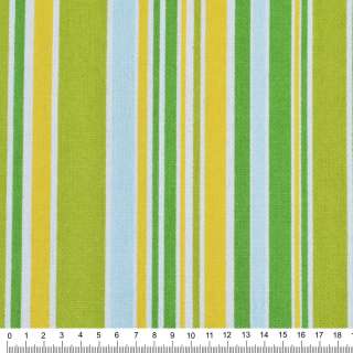 Деко коттон полоски салатово-желтые, зелено-голубые, ш.150