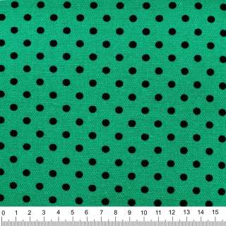 Деко котон горох чорний на бирюзово-зеленому тлі, ш.150