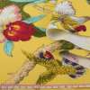 Деко коттон орхидеи, птички, желтый, ш.150