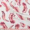 Деко коттон перья розовые на белом фоне, ш.150