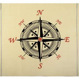 Деко коттон компас черный, раппорт 92см (наволочка 46х46см), кремовый, ш.150