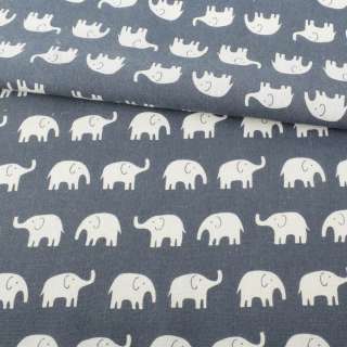 Деко льон слони білі, сіро-синій, ш.152