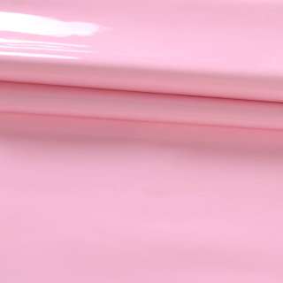 Кожа искусственная лаке не стрейч на флисе розовая ш.140