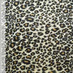 Велюр молочно-оливковый принт леопард ш.160