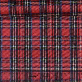 Ткань ПВХ красная в желто-синюю клетку, ш.150