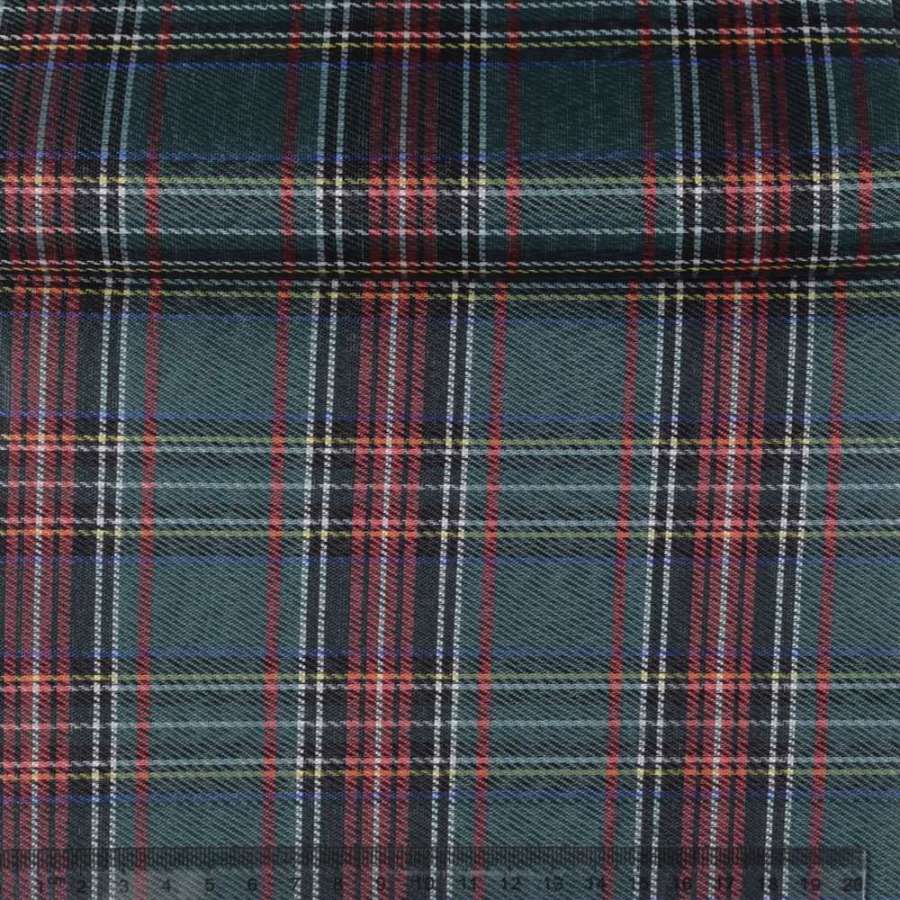 Ткань ПВХ зеленая в красно-желтую клетку, ш.150