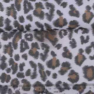Ткань ПВХ серая, черно-бежевый принт леопард, ш.150