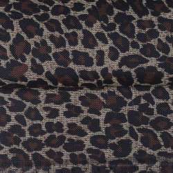 Ткань ПВХ бежевая, черно-коричневый принт леопард, ш.150