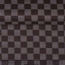 Ткань ПВХ коричневая клетка шахматка штрихи, ш.150