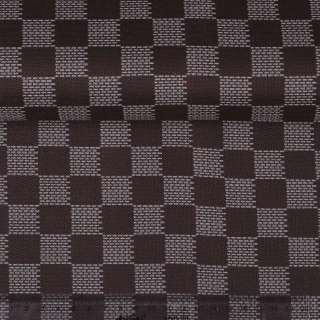 Ткань ПВХ коричневая клетка шахматка штрихи, ш.150