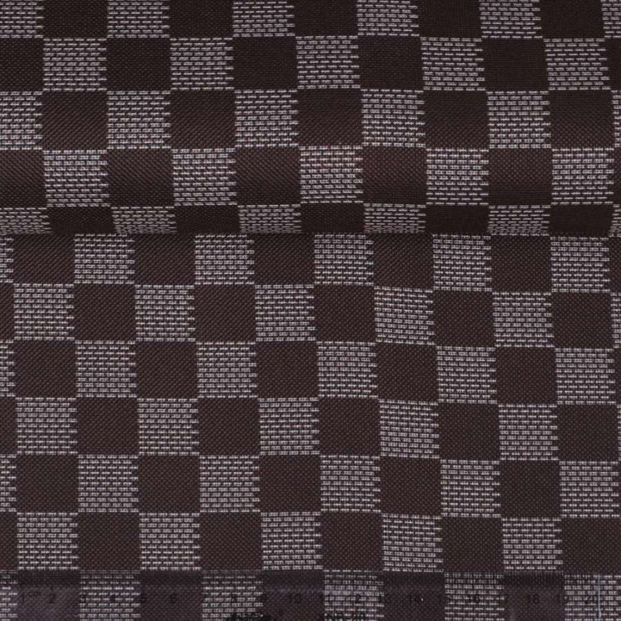 Ткань ПВХ коричневая клетка шахматка штрихи, ш.150