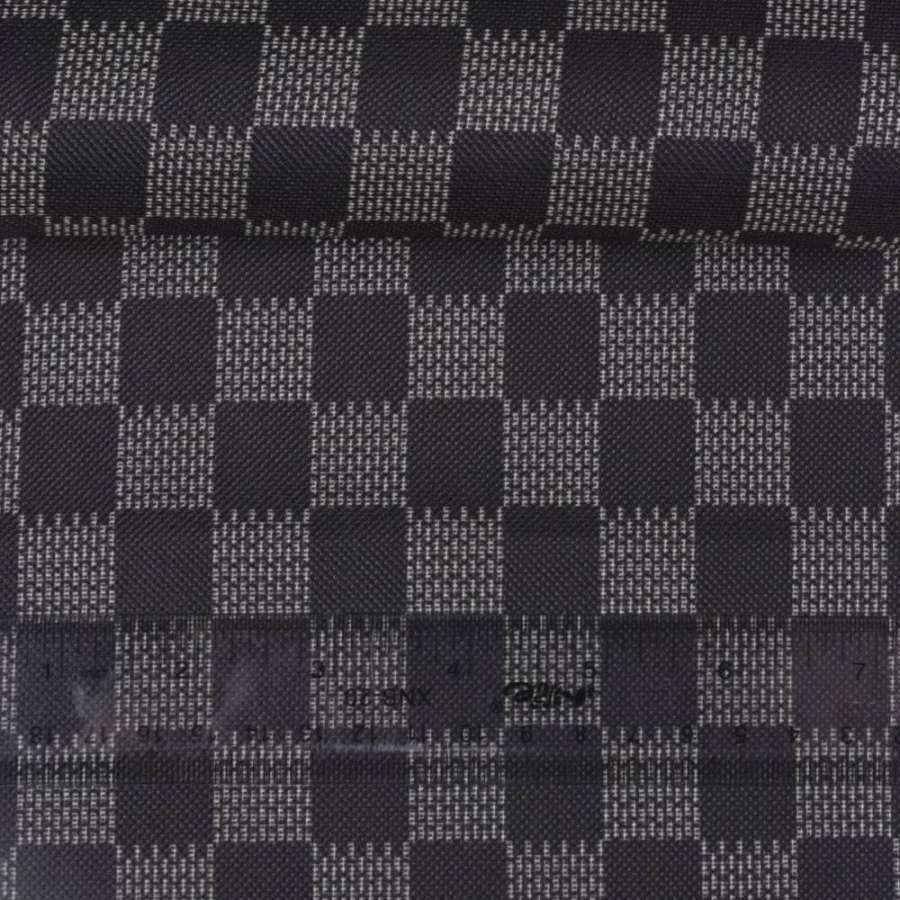 Ткань ПВХ черная клетка шахматка штрихи, ш.150