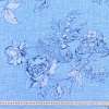 Бязь набивная синяя, голубые розы, ш.220