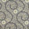Бязь набивная серая, бежевые завитки, цветы, ш.220