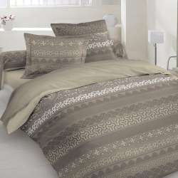 Бязь набивная бежевая, бежевый орнамент, ш.220