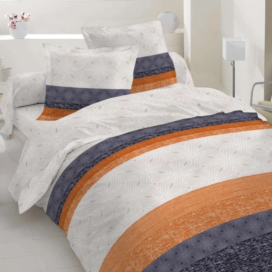 Бязь набивная бежевый узор, оранжевая, темно-серая кайма, ш.220