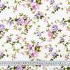 Бязь набивная белая, сиреневые розочки ш.220