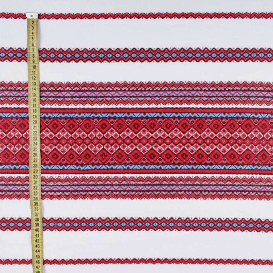 Тканина з українським орнаментом Родинна рушникова, довжина раппорта 240см, ш.148