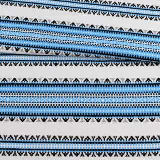 Ткань с украинским орнаментом Панночка голубая, ш.150