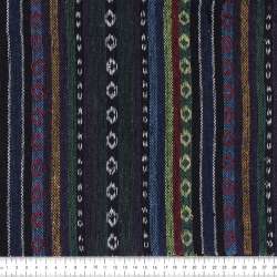 Ткань этно зелено-синие, салатовые полосы с орнаментом ш.150