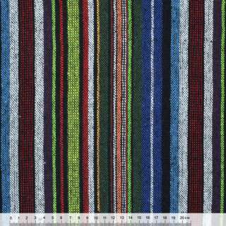 Ткань этно зелено-синие, бело-красные полосы ш.145