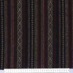 Ткань этно бордовые, бежевые полоски, бежевый орнамент ш.150