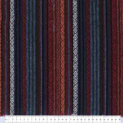 Ткань этно оранжевый, красный, белый орнамент, цветные полоски ш.150