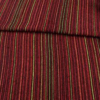 Ткань этно черная, красные, оранжевые, желтые полоски ш.150
